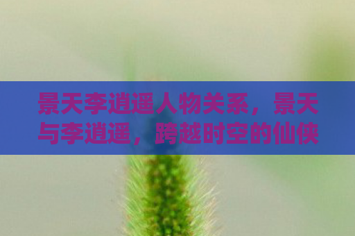 景天李逍遥人物关系，景天与李逍遥，跨越时空的仙侠情缘