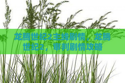 龙腾世纪2主线剧情，龙腾世纪2，审判剧情攻略