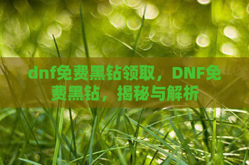 dnf免费黑钻领取，DNF免费黑钻，揭秘与解析
