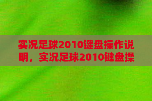 实况足球2010键盘操作说明，实况足球2010键盘操作全解析