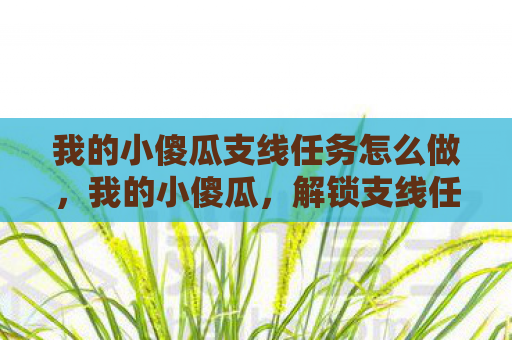 我的小傻瓜支线任务怎么做，我的小傻瓜，解锁支线任务的奇妙旅程