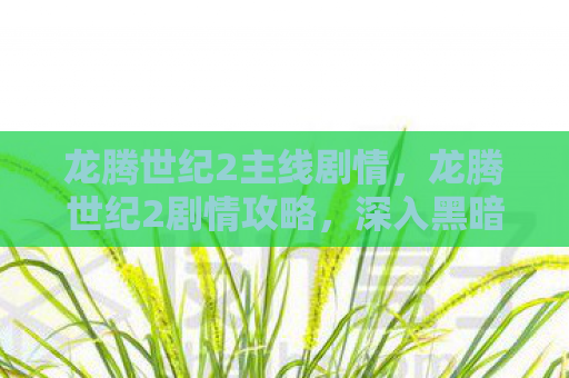 龙腾世纪2主线剧情，龙腾世纪2剧情攻略，深入黑暗世界的冒险之旅