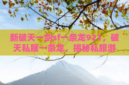 新破天一剑sf一条龙921，破天私服一条龙，揭秘私服游戏的灰色产业链