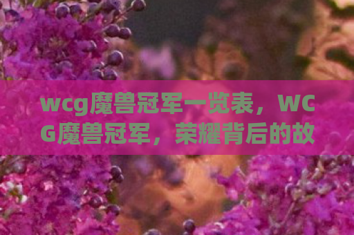 wcg魔兽冠军一览表，WCG魔兽冠军，荣耀背后的故事