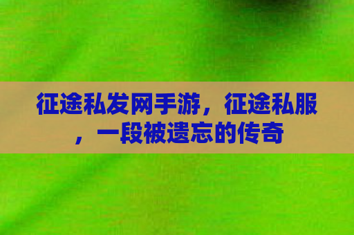 征途私发网手游，征途私服，一段被遗忘的传奇