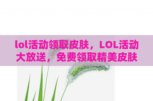 lol活动领取皮肤，LOL活动大放送，免费领取精美皮肤，不容错过！