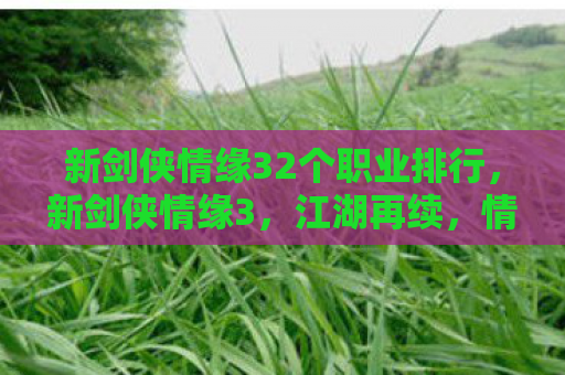 新剑侠情缘32个职业排行，新剑侠情缘3，江湖再续，情缘难断