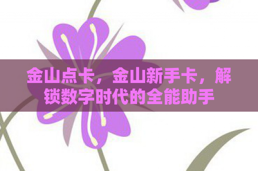 金山点卡，金山新手卡，解锁数字时代的全能助手