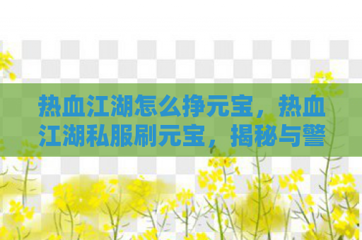 热血江湖怎么挣元宝，热血江湖私服刷元宝，揭秘与警示