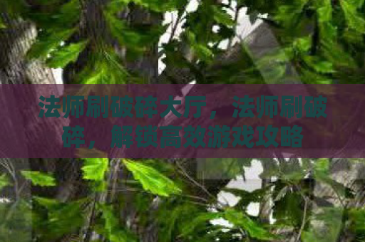 法师刷破碎大厅，法师刷破碎，解锁高效游戏攻略