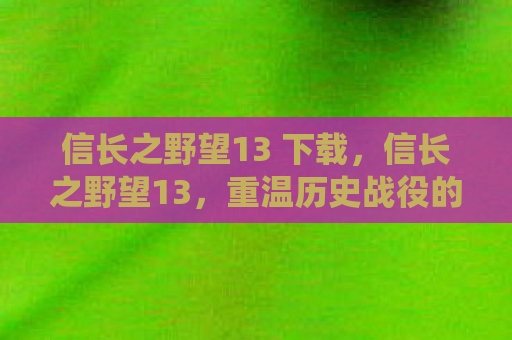 信长之野望13 下载，信长之野望13，重温历史战役的绝佳选择