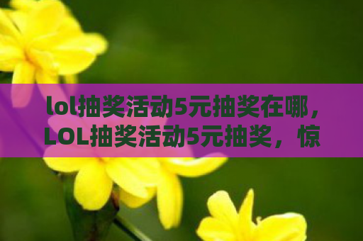 lol抽奖活动5元抽奖在哪，LOL抽奖活动5元抽奖，惊喜连连等你来拿！