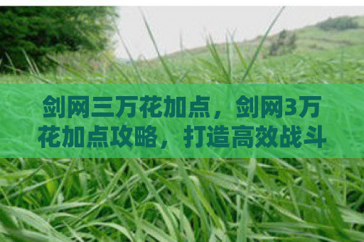 剑网三万花加点，剑网3万花加点攻略，打造高效战斗万花筒