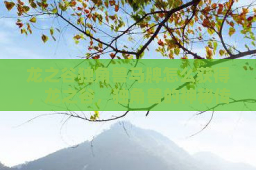 龙之谷独角兽马牌怎么获得，龙之谷，独角兽的神秘传说